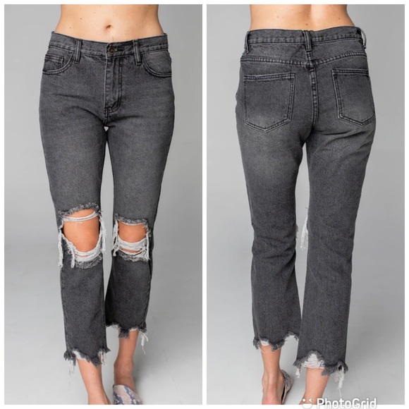 Buddy Love Rosco High Waisted Distressed Boyfriend Jeans in Grey size 26 - Picture 1 of 8
